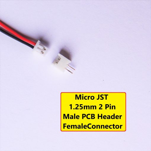 Micro JST 1.25mm 2 Pin Male PCB Header Female Connector With Cable Leads 150mm 28 AWG Wire 