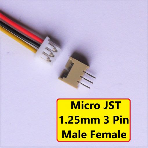 Micro JST 1.25mm 3 Pin Male PCB Header Female Connector With Cable Leads 150mm 28 AWG Wire 