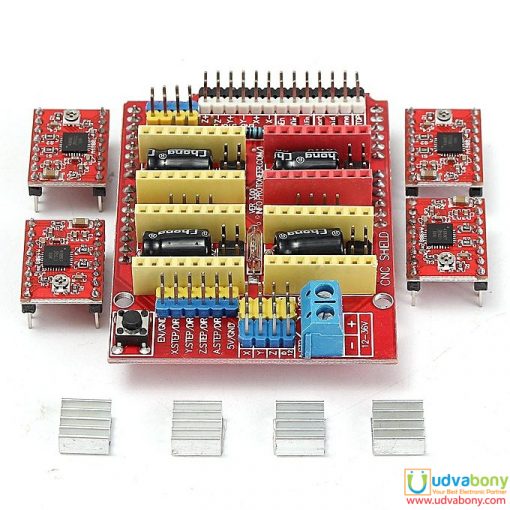 Arduino Compatible CNC Shield V3 With 4 Pcs A4988 Stepper Motor Driver