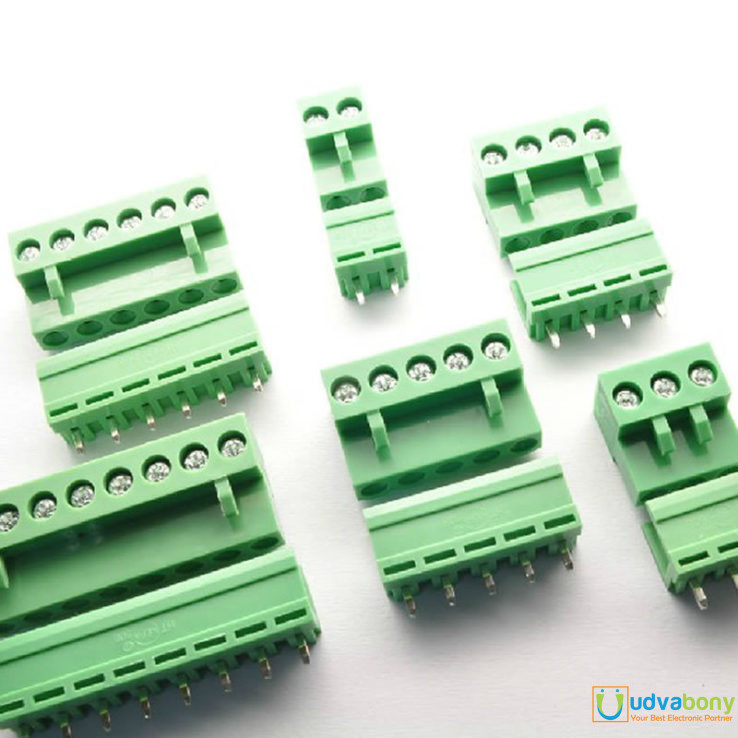 12Pin RIGHT Angle GREEN Color MALE & FEMALE Screws Terminal Block 12 ...