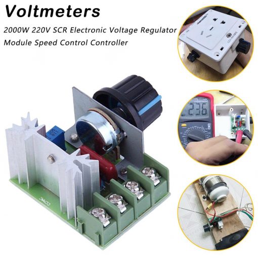 Motor Speed Controller AC 220V 2000W SCR 25A Adjustable Speed Controller Voltage Regulator Dimming Dimmers Module With Potentiometer