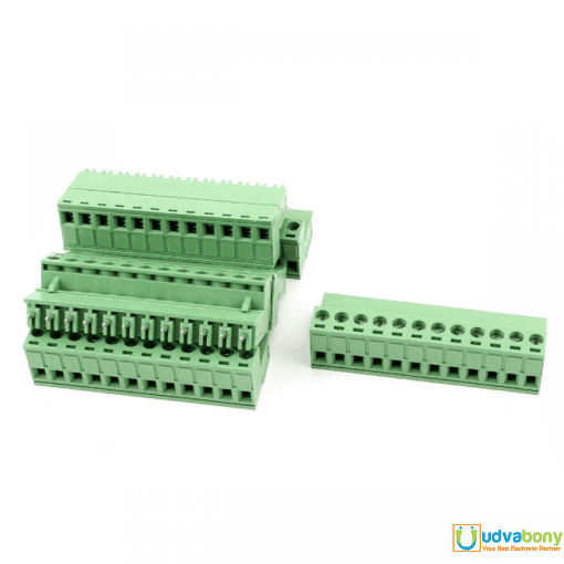 Pin Right Angle Green Color Male Female Screws Terminal Block