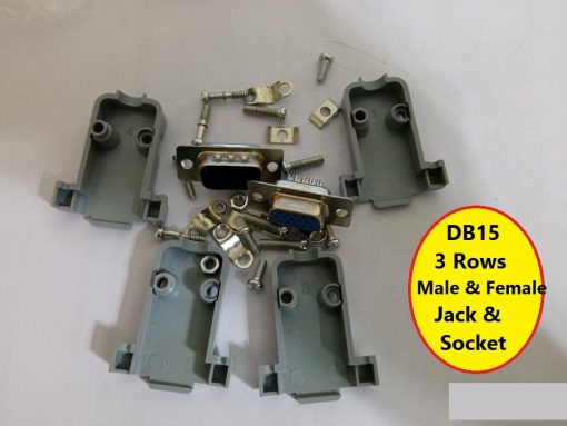 DB15 DB-15 3 Rows 15 Pin Male & Female VGA Jack & Socket Plug Connector With Plastic Back Shell Housing For LCD Monitor