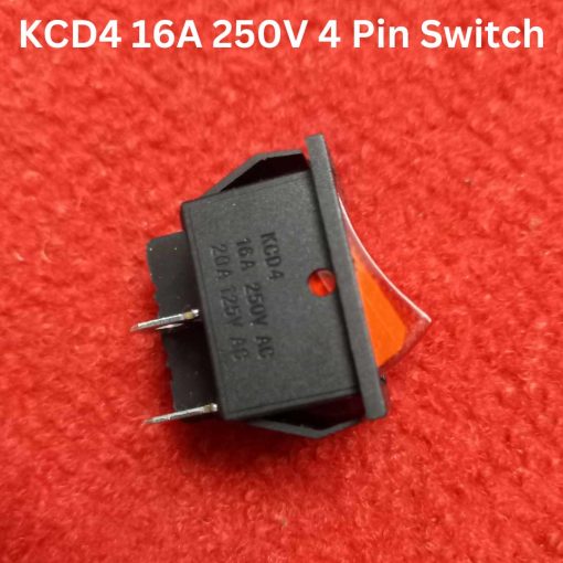 KCD4 Rocker Switch 16A 250V 4 Pin Black Color Switches 4Pin On Off 2 Positions Full Illuminated Neon RED Indicators DPST Power Switch For Auto Car Boat IPS UPS