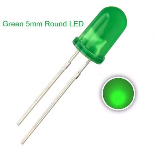 LED Green 5mm Round LED Light Emitting Diode Basic Green Light Bulbs For Electronics Project Indicator Front Panels Light DIY