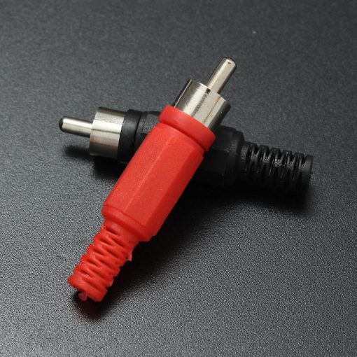 Male Solder RCA Jack Audio Video Connectors 1-Pair Plug Plastic Handle Male Audio Plugs Dual Channel Industrial Tools