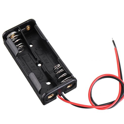 AA 2 Tank Rechargeable Battery Holders 14500 TWO Slot Plastic Storage Box Case With Leads Cables Wire Battery Holder Electronics Circuitry & Parts