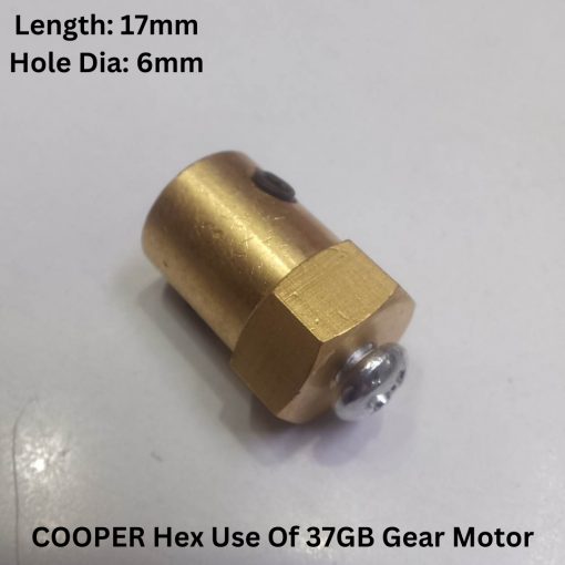 17mm Length COOPER Hex Motor Shaft Coupling 6mm Brass Hex Coupler 17mm For Gear Motor Shaft Smart Toy Car Wheels Joint Gear Motor Hex 17mm Tools Robotic Vehicles