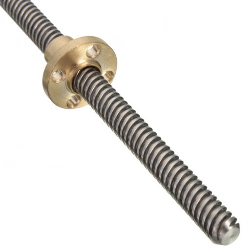 T8 Lead 8mm Lead Screw Thread Rod 600mm Length With Trapezoidal Copper Brass Anti Backlash Nut For 3D Printer Stepper Motor CNC Machine Z Axis Linear Rail Bar