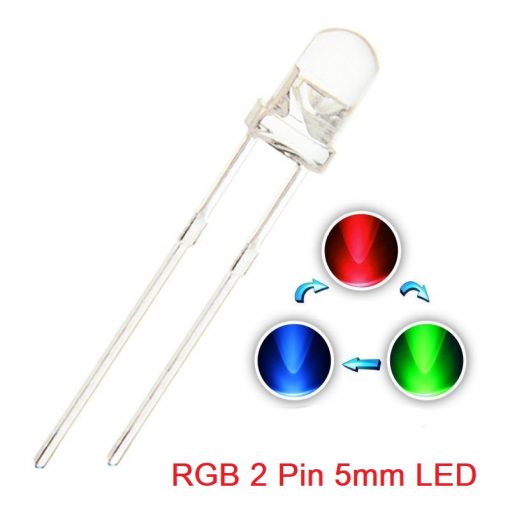 Supper Bright Clear Transparent 2 Pin 5mm RGB LED Diode Lights Emitting Diodes RGB LEDs Blinking Bulb For Electronics Science Project