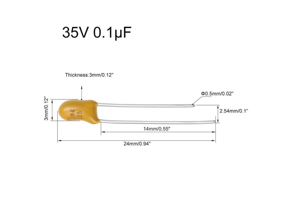 Tantalum Capacitor 0.1uF 35V - Udvabony.com - Electronics, Sensors ...