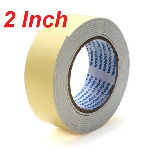 Double Side Gum Foam Tape White Color 2" Inch Both Side Gum Foam Tape Heavy Duty Double Sided Gum Foam Tape White Color For DIY Craft Gum Tape