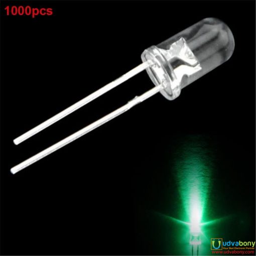 Water Clear LED Green 5mm Ultra Bright Transparent Round 5mm LED Light Emitting Diode Water Clear Green Light Bulbs For Electronics Project 