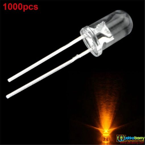 Water Clear LED Yellow 5mm Ultra Bright Transparent Round 5mm LED Light Emitting Diode Water Clear Yellow Light Bulbs For Electronics Project 