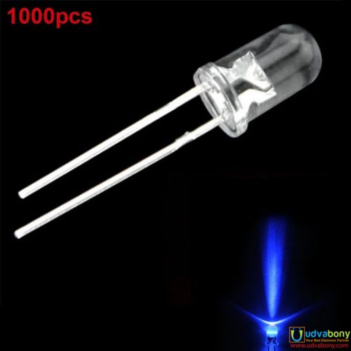 Water Clear LED Blue 5mm Ultra Bright Transparent Round 5mm LED Light Emitting Diode Water Clear Blue Light Bulbs