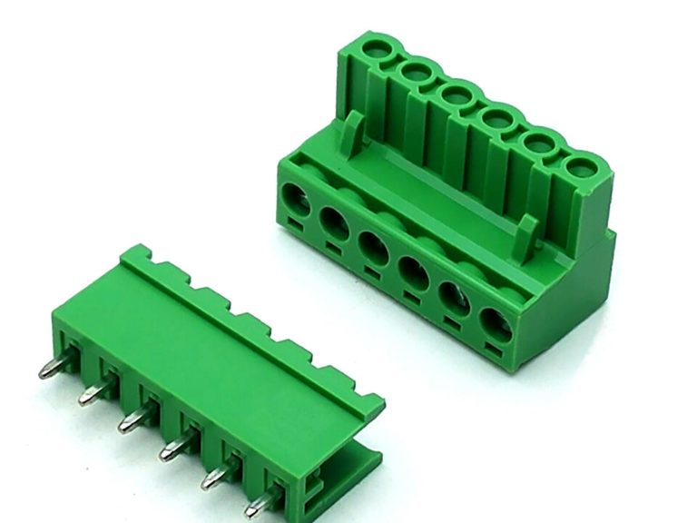 6Pin RIGHT Angle GREEN Color MALE & FEMALE Screws Terminal Block 6 Pin ...