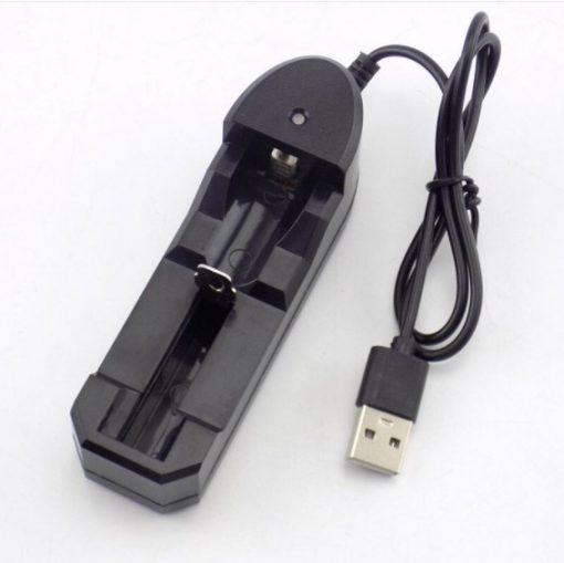 AC 220v To 3.7V Battery Single Slots Charger Black With USB Cable