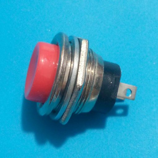 Round Shape 3A/125V SPST Red Panel Mounting Momentary 2 Pin Push Button Switch