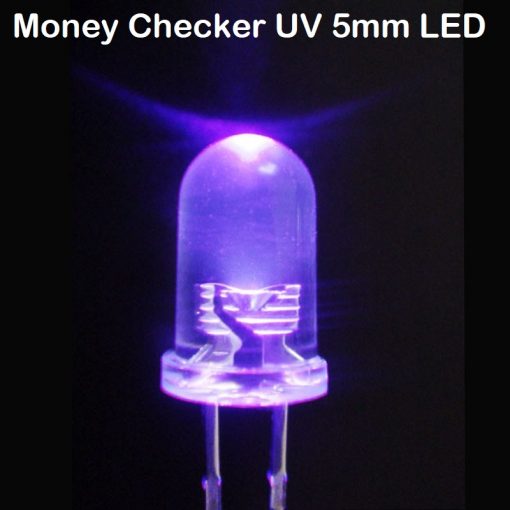 UV Money Checker LED Ultra Bright Clear Transparent DC 3V 20mA 5mm Purple UV LED Diode Lights Emitting Diodes LEDs Bulb For Electronics Science Project Light