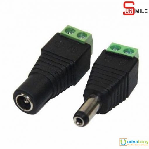 Male Female DC Power Jack Socket 2.1mm Plug To 2 Pin Screw Terminal 1-Pair Power Supply Barrel Adapter For Led Strip CCTV Camera