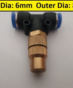 Tee Push Connecter Inner 6mm Outer 8mm 3 Way Side T Joint With Agricultural Spray Mist Spray Copper Nozzle Single Nozzle