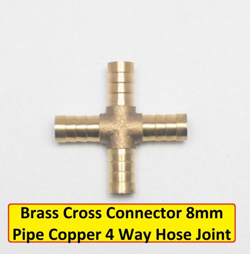 Brass Cross Connector 8mm Pipe Copper 4 Way Hose Joint