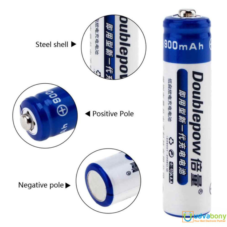 Doublepow AAA 1.2V 900mAh Ni-MH Rechargeable Triple A Battery For ...