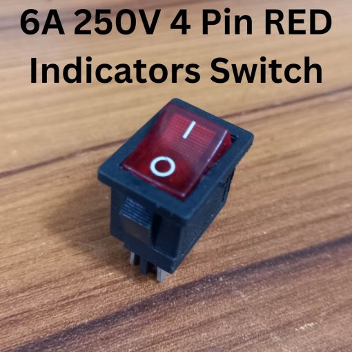 6A MINI ROCKER Switch 6A 250V 4 Pin RED BLACK Color Switches 4Pin On Off 2 Positions Full Illuminated Neon RED Indicators DPST Power Switch For Auto Car Boat IPS UPS