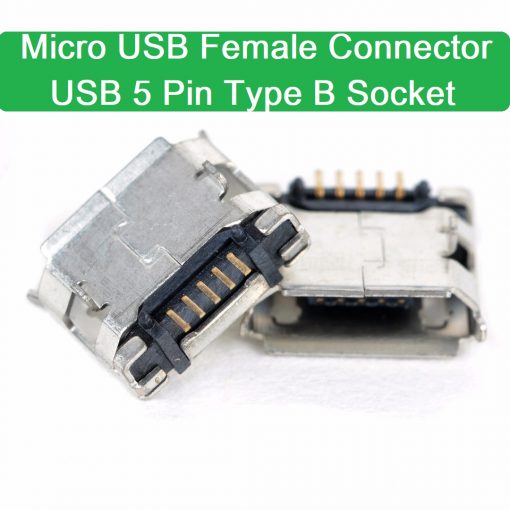 Micro USB Female Connector USB DIP 5 Pin Type B Socket Adapter Solder Port Soldering Repair Parts Panel Mount For Mobile Phone Charger