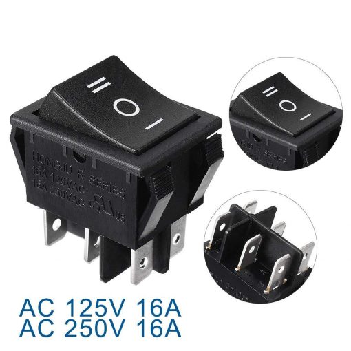 Rocker Switch 6 Pin 16A 250V 3 Positions DPDT ON-OFF-ON Boat Rocker Switch