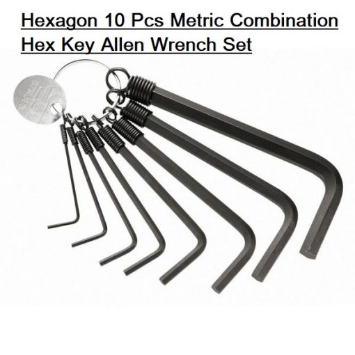 Hexagon 10 Pcs Metric Combination Hex Key Allen Wrench Set