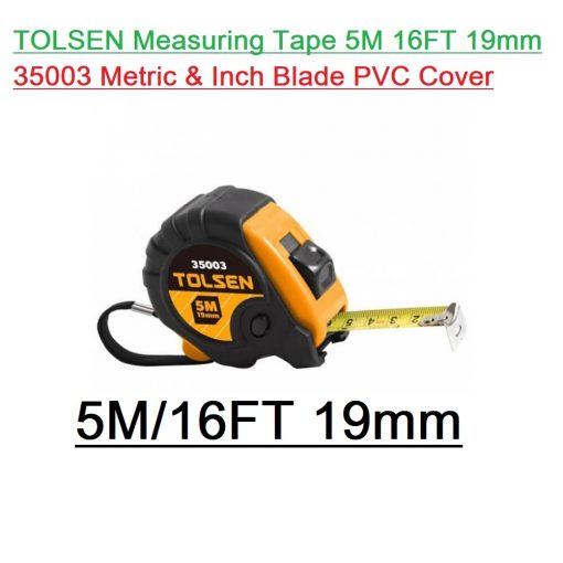 TOLSEN Measuring Tape 5M 16FT 19mm 35003 Metric & Inch Blade