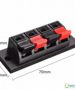 Speaker Terminal Block 4 Way Connector Vertical Amplifier PCB Mount 4 Positions Jointing Clamp Test Clip Stereo Strip Shape Push Release Plate 2 Black 2 Red