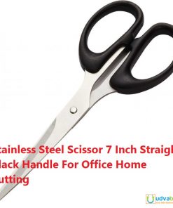 Stainless Steel Scissor 7 Inch Straight Black Handle For Office Home Cutting