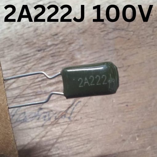 MYLAR 2A222J 100V GREEN Color Mylar 2A222J 222j 100V Polyester Film Capacitor Metallized 2.2nF Polypropylene Capacitors 2 Pin Leads Terminals Connections Leg