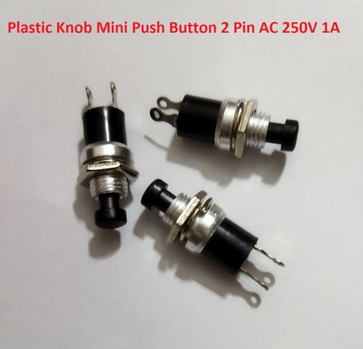 Plastic Knob Mini Push Button 2 Pin AC 250V 1A SPST Momentary On Off Normally Open Lockless Momentary Push Button Switch