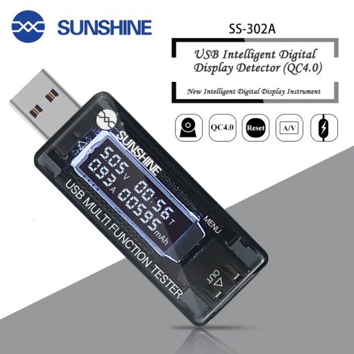 SUNSHINE SS-302A USB Display Current Voltage Tester Charger Capacity Doctor Fast Charge Power Bank Meter Voltmeter Digital Tester