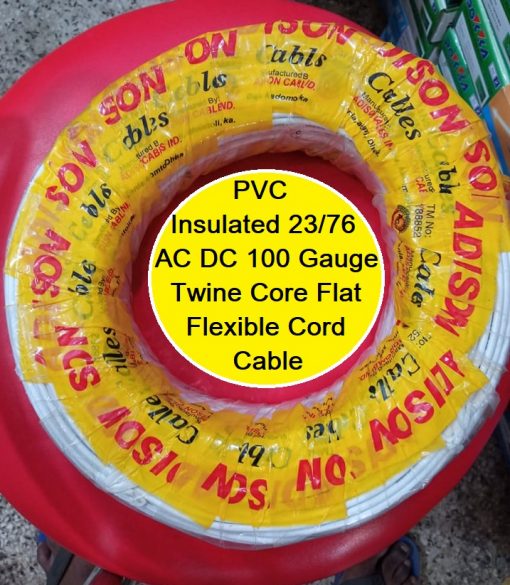 PVC Insulated 23/76 AC DC 100 Gauge Twine Core Flat Flexible Cord Electrical Cable