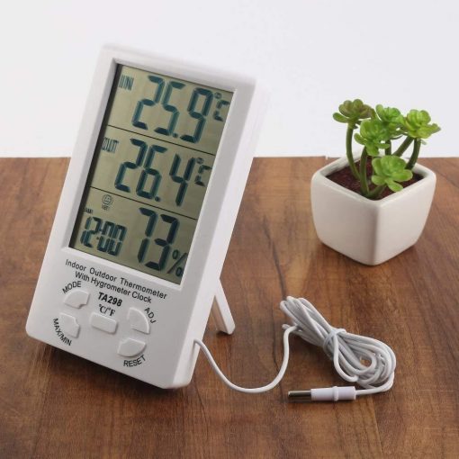 Best Quality TA298 Indoor Outdoor Digital Thermometer & Hygrometer With Clock