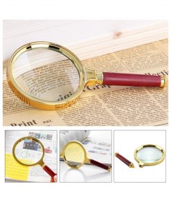 Portable Gold Plated Frame Imitation 90mm 10X Glass Handheld Magnifier Magnifying Glass For Jewelry Eye Loupe Newspaper Reading 