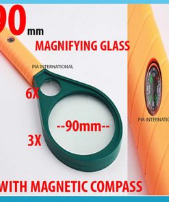 Portable Hand-Held Optical Double Lens 90mm Glass 3X 6X Zoom Magnifier Magnifying Glass With Compass For Jewelry Newspaper Reading