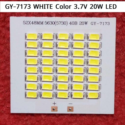 GY-7173  WHITE Color 3.7V 20W LED Light Bulbs 52x48mm 40 Pcs SMD LED White LED Light Bulbs 4V LED Light 3.7V LED Light 20W LED Light For 3.7V Battery