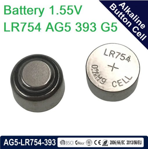 Alkaline Button Coin Cell Battery 1.55V LR754 AG5 393 G5 Disposable 50mAh 1.5 Volt Batteries