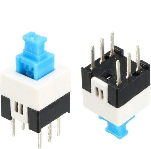 Self Lock 6 Pin Square 6.5×6.5x15mm 6Pin DIP 0.1A 30V DC Mini Self-Locking On Off Multimeter Switches Power Micro Switch Self Lock On/Off Double Row Latching Switch