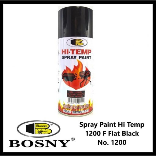 BOSNY Hi-Heat Resistant 1200°F Aerosol Spray Paint MATT BLACK Color 400ml