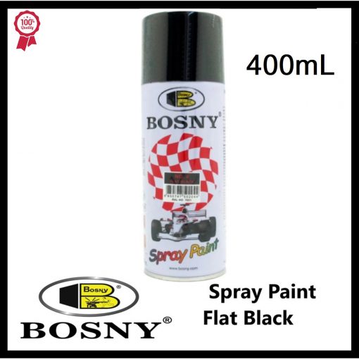 BOSNY Spray Paint FLAT BLACK Color 400mL Matt Black