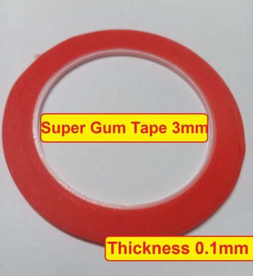 Super Both Sided Gum Tape Red Width 3mm Length Double Side Gum Adhesive Gum Tape Both Side Strong Tissue Acrylic Glue Tape DIY Phone Arts Crafts Scrapbook Photos Display