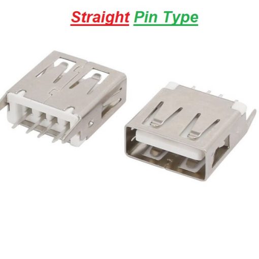 Female USB 2.0 Straight Pinout Socket Type-A 4 Pin Female Plug DIP Socket Connector Panel Mount State For Data Cable Charging Socket LED Electronics Projects DIY