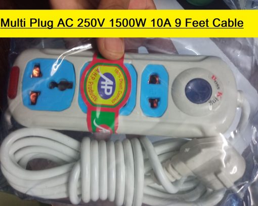 Multi Plug AC 250V 1500W 10A 9 Feet Cable