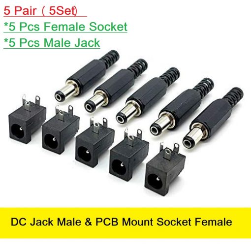 DC Jack Male & PCB Mount Socket Female